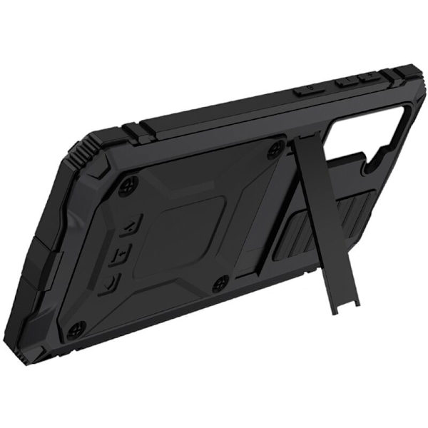 Etui for Galaxy S21 plus 360 Full Metal + TPU Armor Stand for S21 + Svart Støtsikkert Etui