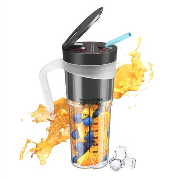 Bärbar Smoothie Blender Elektrisk Juicemixer Uppladdningsbar Bärbar Blender för Smoothies Fruktmixer, Svart