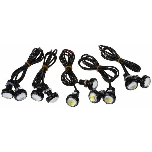 10 stk. lampeøjne 9W 12V 23MM LED bakgear parkeringssignal DRL kørelys bil tågeforlygter HVID