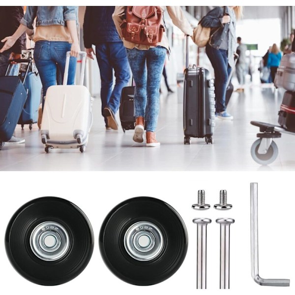 Sæt med 4 udskiftningshjul til kuffert - Gummiudskiftningshjul - 50 mm x 18 mm - til bagage og rulleskøjter, Sort, Udskiftningshjul til kuffert