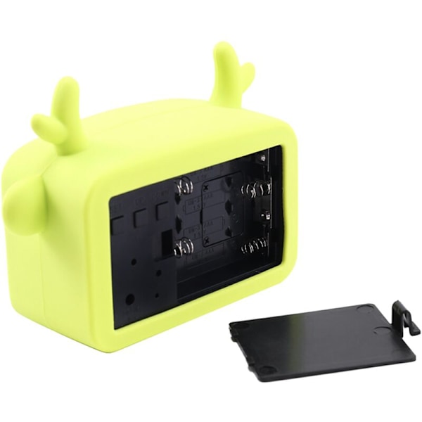 Mini LED digital väckarklocka LED-display Röststyrning Söta djur Väckarklocka Kontorsdekor Justerbar luminans USB och batteri (Grön)