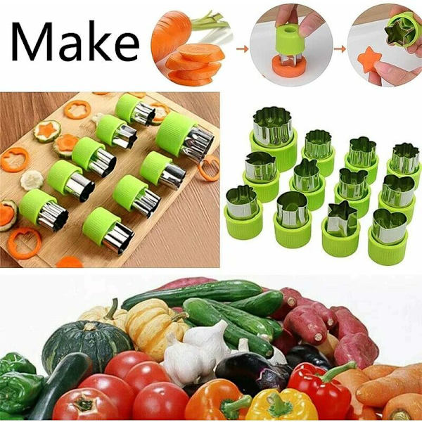 Profesjonelle grønnsakskjeksutskjærere, sett med 12 rustfrie stålkjeksutskjærere for kaker, kjeks, sushi, frukt (12 stiler)-