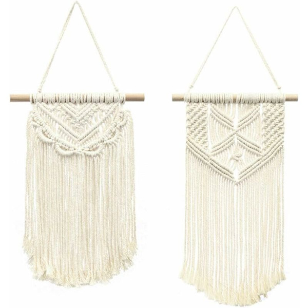 Vävda gobelänger 2 stycken Macrame gobeläng väggdekor väggdekoration för vardagsrum sovrum hängande dekoration dekorativ hängande-