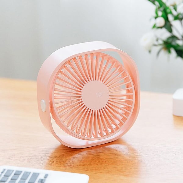 Kannettava Mini-tuuletin, Hiljainen, 3 Nopeutta Säädettävissä, USB-virralla, Kotiin ja Toimistoon, Vaaleanpunainen