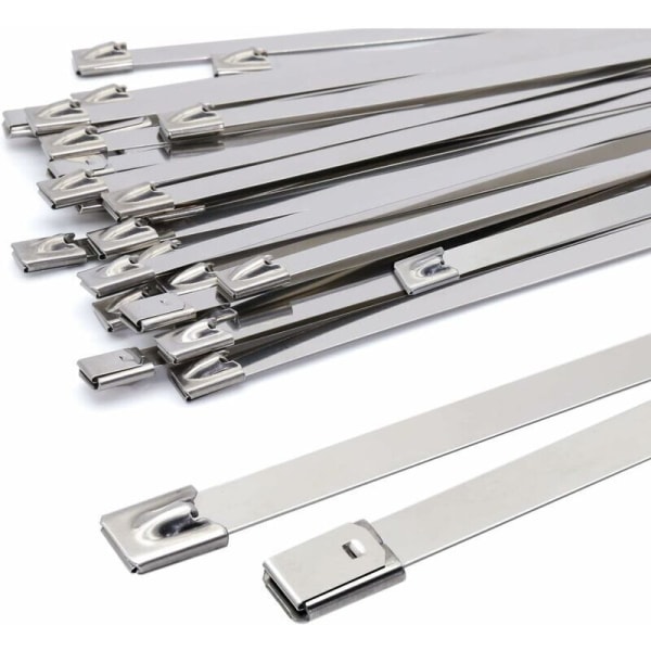 Metal Zip Ties 500x7.9mm, Stainless Steel Cable Tie Silver Heavy Duty Cable Ties - Zip Ties Metal - Resistance to 120kg, Pack of 100 Pieces,--