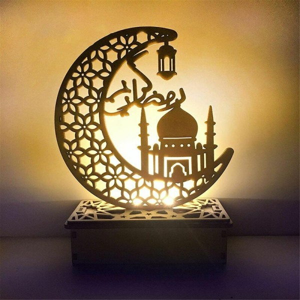 Ramadan-dekorasjoner i tre, Eid Mubarak-ornament, måne, stjerne, islamsk anheng, plakett, festartikler til hjemmet, DIY-gave