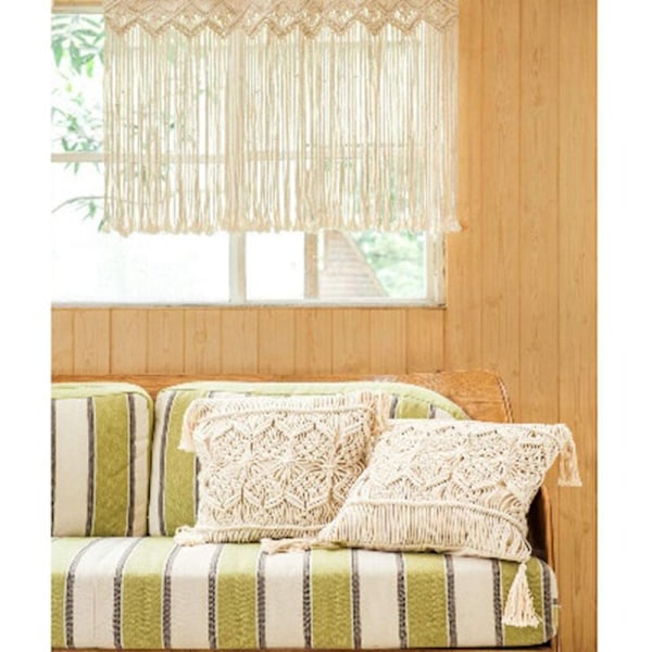Nordisk håndlaget bomull veggteppe gobelin makramé bryllupsbakgrunn gardin bohemsk dusk veggkunst boho-dekor