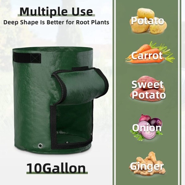 6 Pakke 7 Gallon Potet Groposer, Tykke PE Stoff Plantepotter med Håndtak, Potetplanterposer for Grønnsaker