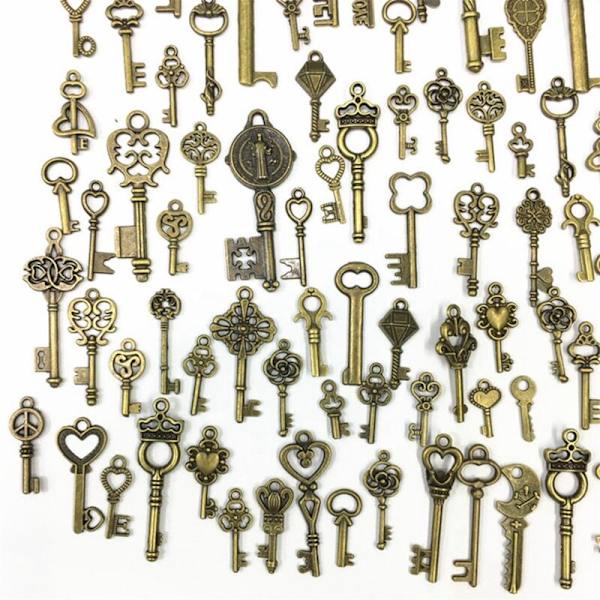 125 kpl Sekalaisia Metalli Retro Antiikkipronssi Vintage Pronssi Vanha Ulkonäkö Koristeelliset Steampunk Avaimenriipukset Riippuva DIY