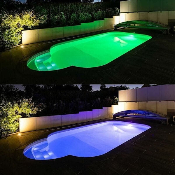 LED-svømmebassengprosjektor, 35W ekstra flat RGB-svømmebassenglampe, dimbar flerfarget skiftende nedsenkbar LED med fjernkontroll, 140° strålevinkel