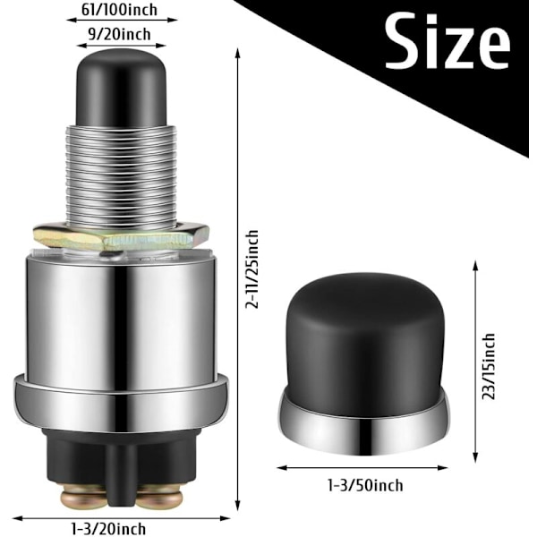 4 stk. 12V/24V vejrbestandig bilmotorstart øjeblikkelig trykknapkontakt lastbil båd