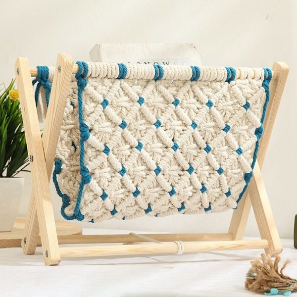 Patchwork flettet reb opbevaring boheme stil kontor gulv rack foto rekvisitter hylde mode enkelt lag