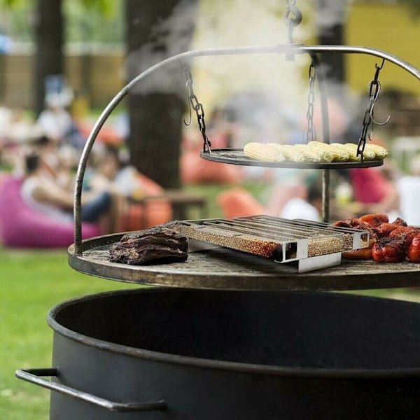 Kjøtt- og fiskerøyker - Rustfri kaldrøyker for BBQ / Røyker for laks og kjøtt i rustfritt stål - Røykgenerator for røyker - Kald røyking av kjøtt og fisk