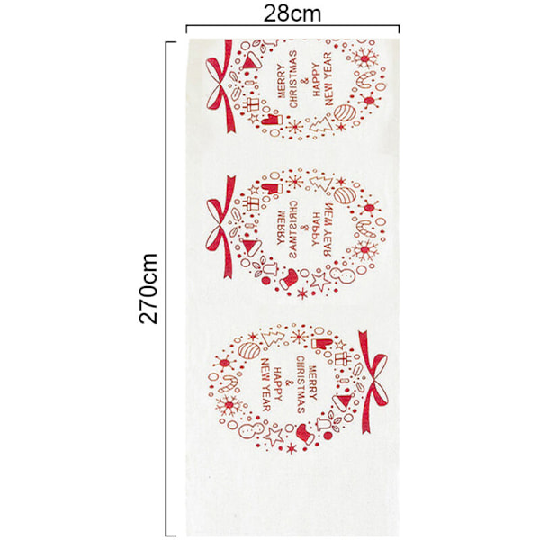 Julebordløper i lin, for juleborddekorasjon (270x28cm), trykt rektangulær duk