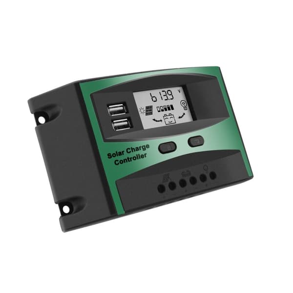 30A Solcelle Controller 12V 24V LCD Funktion Dobbelt USB Udgang 5VDC Solcelle Panel Batteri Laderegulator
