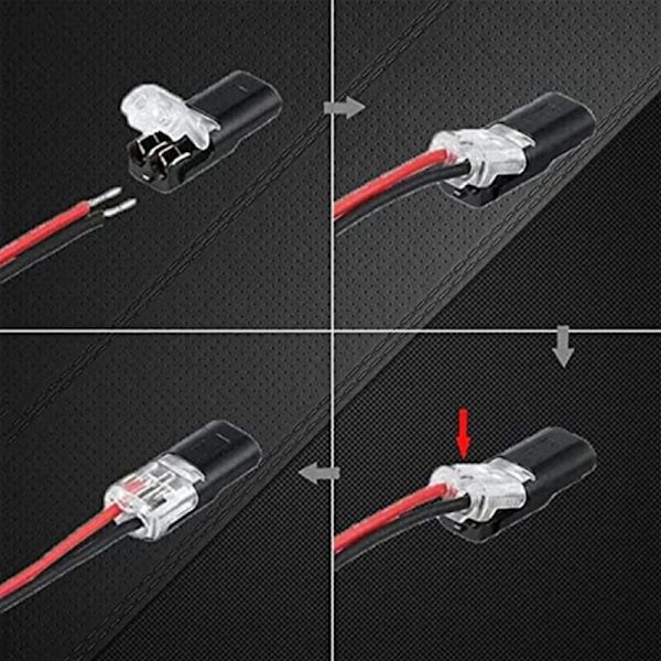 Dobbel ledning pluggbar kontakt + låsespenne, ingen ledningsstripping, 2-veis 2-pin LED-kontakt for AWG 20-24 20 stk