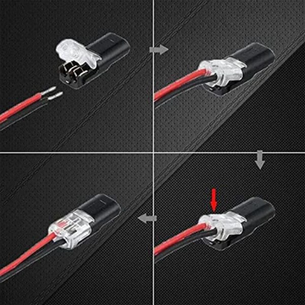 Dubbeltråds pluggbar kontakt + låsspänne, ingen trådavskalning, 2-vägs 2-stifts LED-kontakt för AWG 20-24 20 st