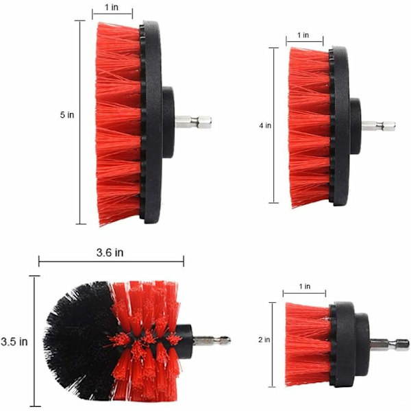 Borstset för rengöring av badkar, handfat, socklar, duschväggar och poolplattor (4-pack) Röd