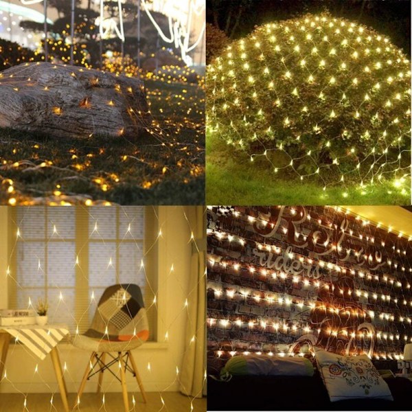 Nettlys, 3x2M 160 LED Elektriske Nettlys, 8 Moduser, Timer og Minne, Varmt Hvit Dekorative Lys for Innendørs og Utendørs Fest