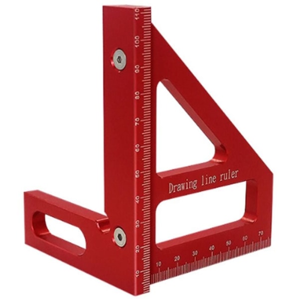 Woodworking Square Protractor Aluminum Alloy Miter Triangle Ruler Layout Measuring Tool for Carpenter Engineer - Red