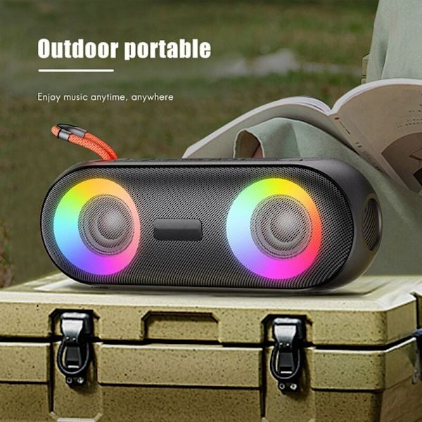 20W Bärbar Bluetooth-högtalare Subwoofer Ljudlåda med Vattentät LED-ljusfunktion för Kontor Utomhus Hemspelare