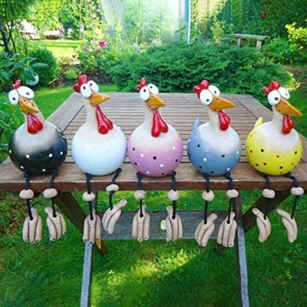 Dekorativ kycklingfigur, Keramisk kycklingträdgårdsprydnad, Hilde dekoration Djurfigurprydnad för hemdekorativt hantverk