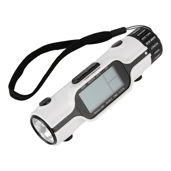 Digital LED Rejselygte med Tidszoner, til Rejser - med Termometer og Baggrundsbelyst Display