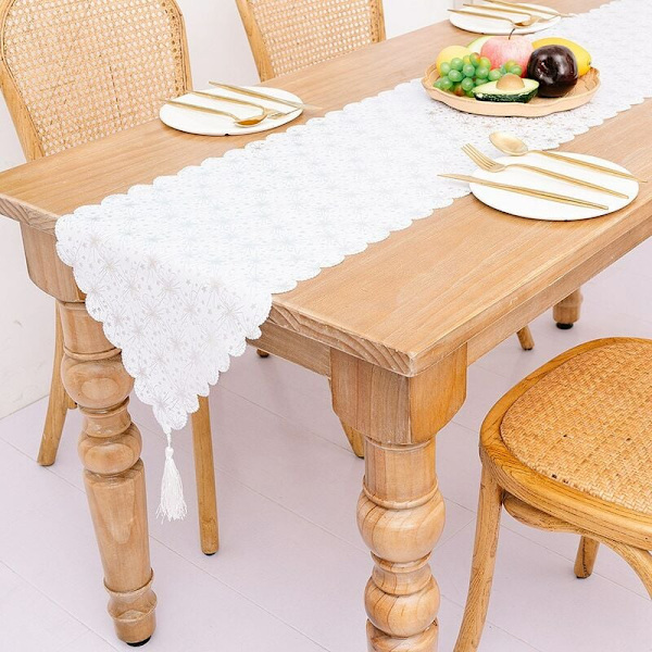 Bronzing julbordslöpare - stjärnfolie snöflinga bordsduk placemat med tofs för julbordsdekorationer, A