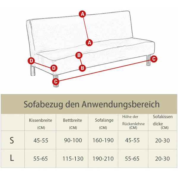 Armløs Sofadekke 3-seters/2-seters Stretch Sofadekke for Sofaseng S