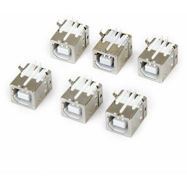 6 stk USB Type B-kontaktplugg med rett vinkel