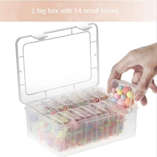 2 Sæt Små Opbevaringsbokse med Transparent Låg Plastik Mini Tom Organizer til Små Genstande