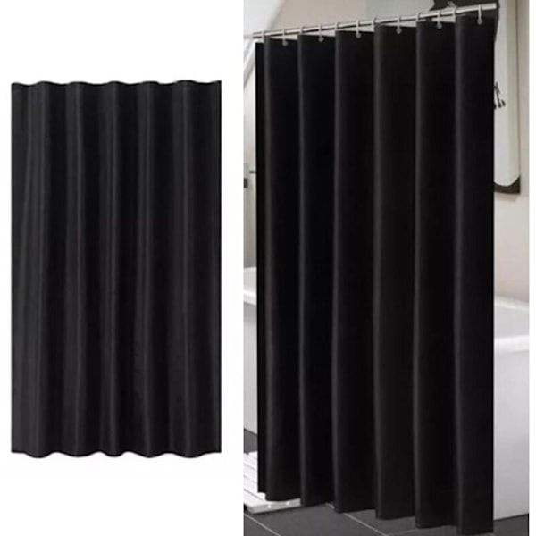 Sort, tykt vandtæt polyester bruseforhæng 200x200cm