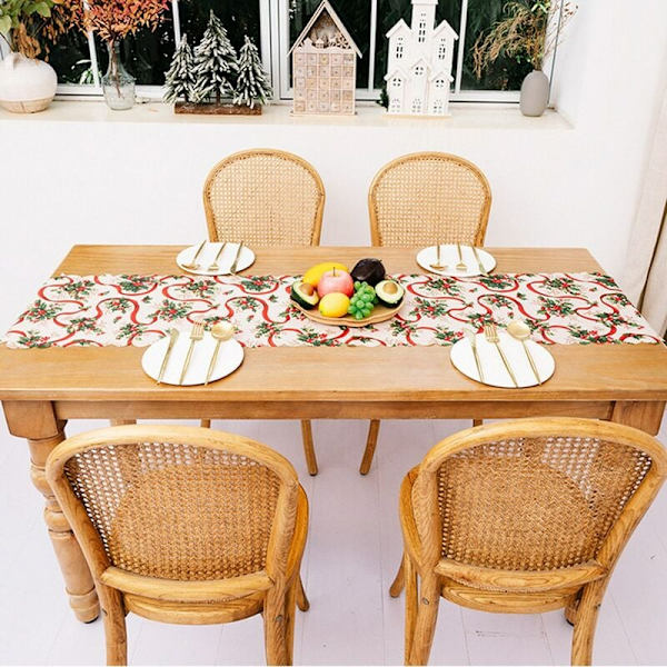 Julbord - Maskintvättbart, tryckt köksbord för middagar och helgdagar, C