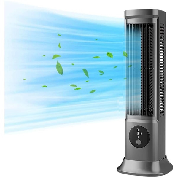 Osvækkende Bordtårnventilator til Køling 3 Vindhastigheder USB-drevet LED-display til Soveværelse Stue Kontor Grå
