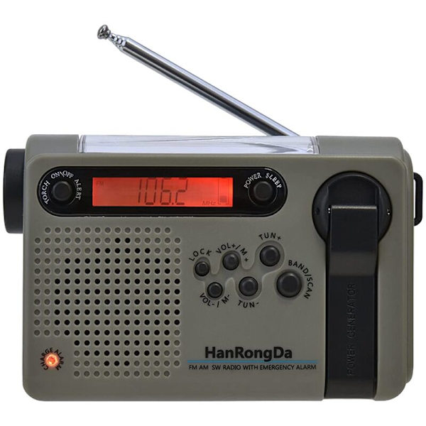 Utomhus nödradio bärbar radio AM FM SW solenergi vevradio med LED ficklampa SOS-larm-grön