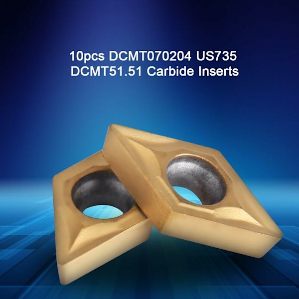 Æske med 10 stk. Blades Rotary Inserts Cnc Fræsere Diamantform Carbide Dcmt070204 Us735 Dcmt51.51 Drejeværktøj Trådning Til Stål Til Drejebænke, Fræsning