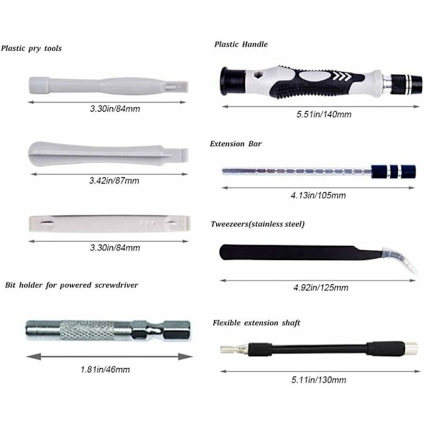 135-i-1 Mini Precision Magnetisk Skruvmejsel - Reparationsverktygssats för iPhone, Laptop, Klocka med Förvaringsorganisatör, Svart
