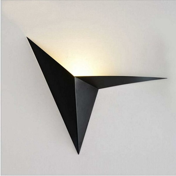 Nordisk Minimalistisk Trekantet Smijern Vegglampe Soverom Kontor Studie Sengelampe Speil Foran Lys 3W Svart Varmt Lys