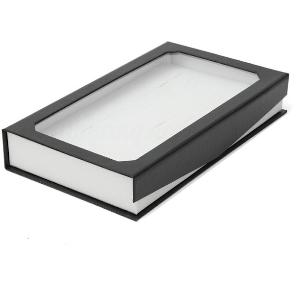 72 Ringar Smycken Display Förvaring Box Bricka Visa Fall Organizer Örhänge Hållare, Vit Ring Box med Lock