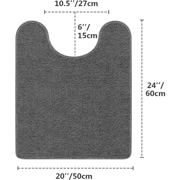 Skridsikker Toilet Konturmåtte Tykkere Toiletmåtte Absorberende Toiletmåtte Ultra Blød Mikrofiber Badeværelsesmåtte, Hurtigttørrende, Maskinvaskbar - 50
