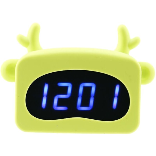Mini LED digital väckarklocka LED-display Röststyrning Söta djur Väckarklocka Kontorsdekor Justerbar luminans USB och batteri (Grön)