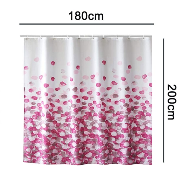 Duschdraperi Vattentätt Anti-mögel Duschdraperi Tillverkat Av Polyestertyg. Tvättsbart Badkar Draperi Med 12 Duschdraperiringar Rosa 180x200cm