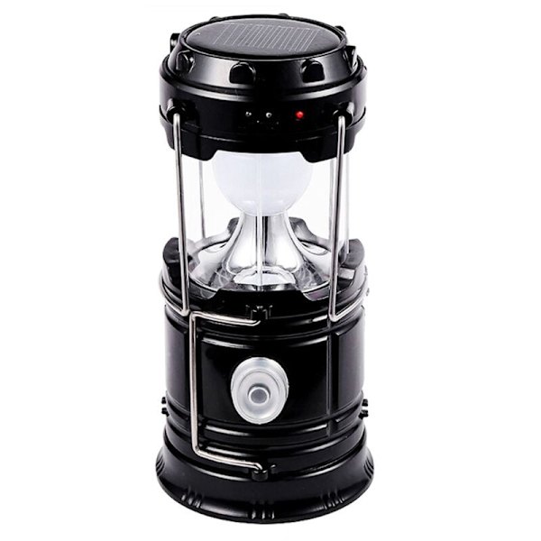 LED Teleskopisk Lampa Multifunktionell Bärbar Lykta Utomhus Camping Nödlampa COB Belysning Svart