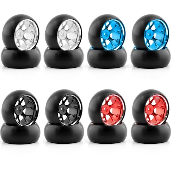 Hårda plast drivdäck däckfälg metallhjul för 284131 K969 K989 Mini-Z 1/28 RC bildelar, röd