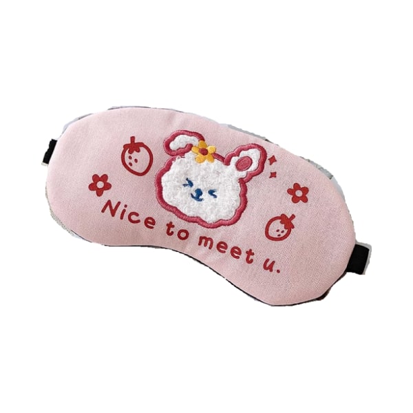 Söt rosa broderad djur sovande ögonmask Plysch ögonmask Rese sovmask Supermjuk rolig ögonmask för barn, flickor och vuxna
