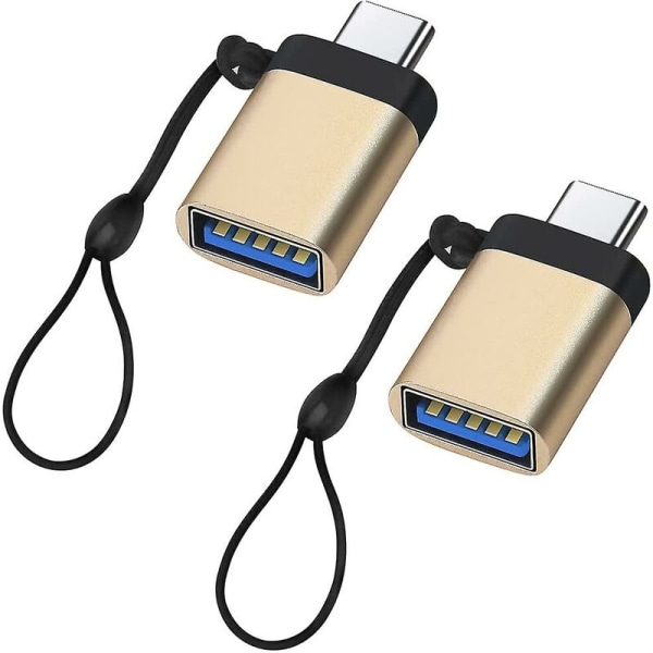 USB C till USB 3.0-adapter med snodd (2-pack), USB-C till USB-A hona OTG-adapter USB typ C-adapter kompatibel med MacBook, Samsung Galaxy, Huawei