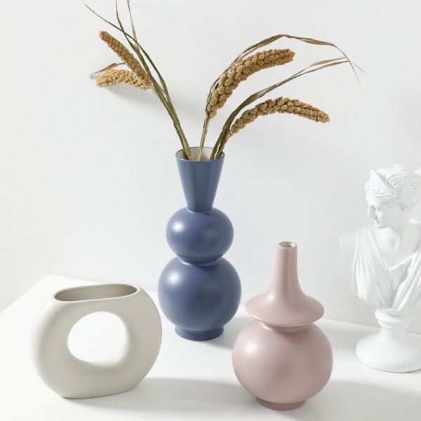 Nordisk Keramisk Vase Desktop Håndværk Vinskab Tørret Blomsterarrangement Tyrkisk Håndlavet Vase Brun