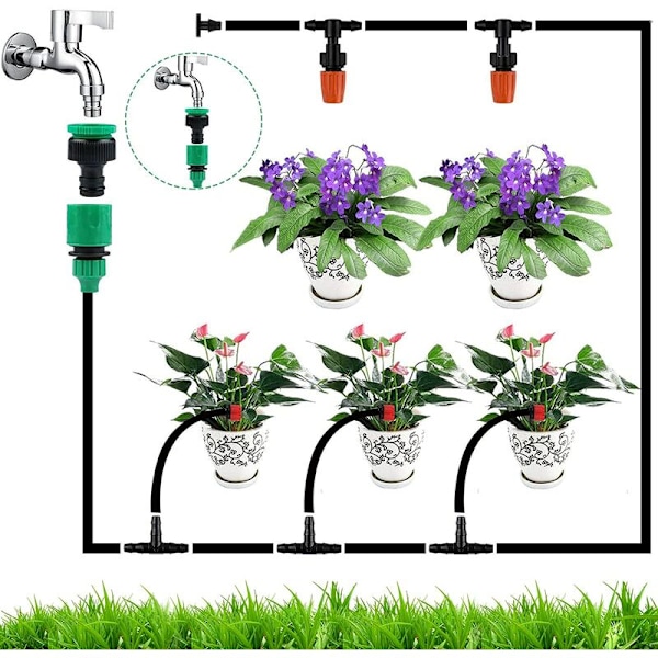 149 stk. Mikro Dryp Irrigation Automatisk Vandingssæt, Automatisk Dryp Irrigationssæt, Havevandingssystem, Have til Planter 30M 4/7 Drypslange