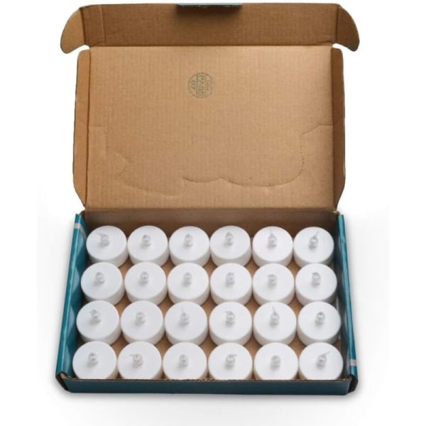 Batteridrevne flammefrie telys, med CR2032-batterier, flammefrie LED-teljus, flimrende stearinlys med flimrende effekt, varm hvit