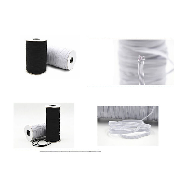 90 meter lång DIY flätad elastisk bandkabel stickning syband, vit, 0,3 centimeter